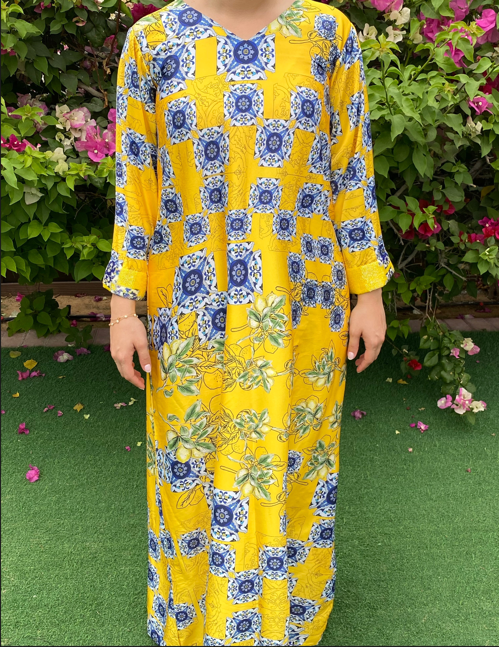 Majolica Dress - Blue/Yellow