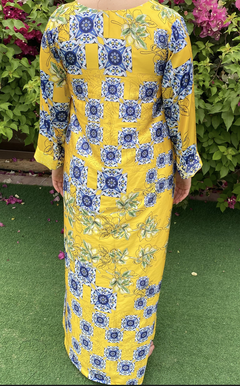 Majolica Dress - Blue/Yellow